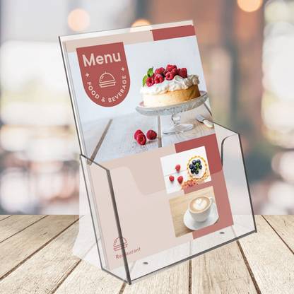 Devi Plastic Arts 1 Compartments A4 Acrylic Brochure stand ,Table