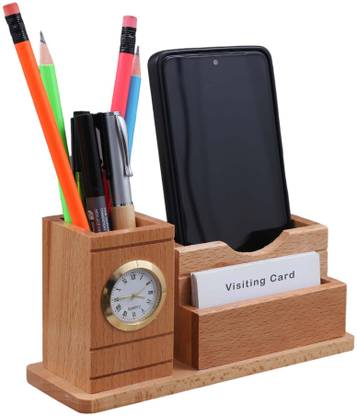 primecode 2 Compartments Pine wood Pen Holder