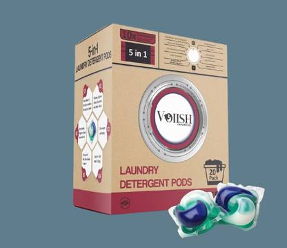 VOIISH Dissolvable Magic Laundry Pods Tough Stain Remover for Top/Front Load Lily Detergent Pod