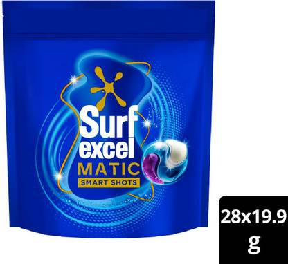 Surf excel 3in1 Smart Shots | Pack of 28 for Front Load & Top Load Washing Machines None Detergent Pod