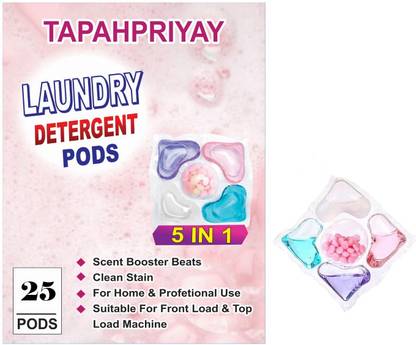 TAPAHPRIYAY 5 In 1 Washing Machine Pods suitable for Front Top Load Odor Stain Remover Lavender Detergent Pod