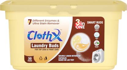 ClothX Laundry Buds 3in1 30 bud for top & front load washing machine Regular Detergent Pod