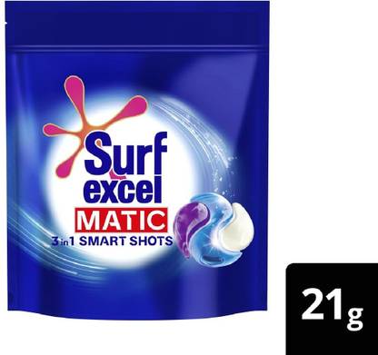 Surf excel 3 in 1 Smart Shots | Pack of 17 for Front Load & Top Load Washing Machines Regular Detergent Pod