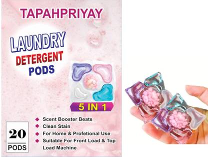 TAPAHPRIYAY 5 In 1 Laundry Detergent Pods Tackle Fights Stain, suitable for Front/Top Load Lavender Detergent Pod