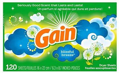 GAIN Fabric Softener Dryer Sheets, Blissful Breeze, 120 Count Regular Detergent Pod