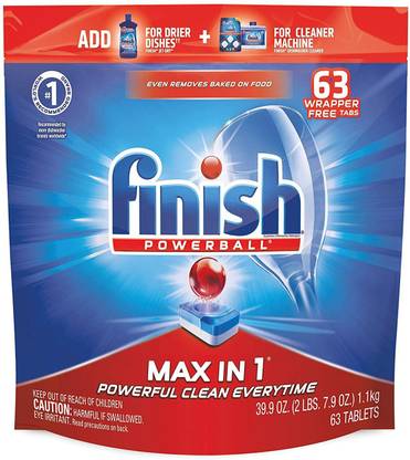 Finish Max In 1 Powerball, 63 Tablets, Super Charged Automatic Dishwasher Detergent, None Detergent Pod