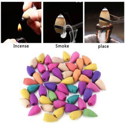 Jiya Crafts Backflow Smoke Fountain Coloured Incense Cone Lily, Lavender, Rose Dhoop