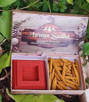 AdityaGlobal HAWAN SUDHA ORGANIC -SMART HAWAN KIT INCLUDING 100 GRAM HAWAN STICKS HAWAN VEDI Dhoop