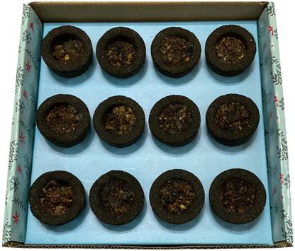 pujahome Premium Sambrani Hawan Cups Made With Cow Dung (12 Cups Per Pack+ Holder) Guggul Dhoop