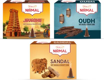 Shubhkart Nirmal Javadhu, Sandal & Oudh Dry Masala Dhoop Cone - 30N | Luxurious Aromatic Floral Dhoop