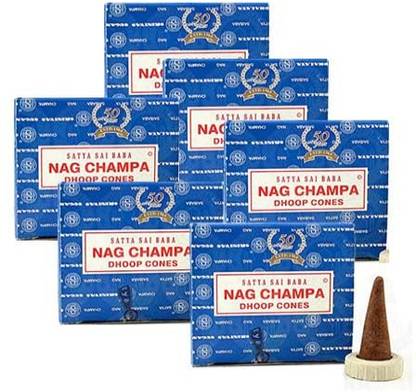 PRABHU Box Pack of 6 (12 Dhoop Cones Per Box) Satya Sai Baba Nag Champa Dhoop Cones Nag Champa Dhoop