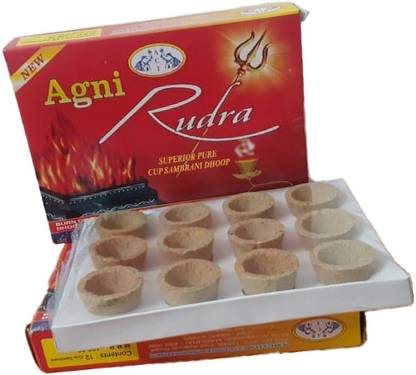 ACI OMM AGNI RUDRA CUP SAMBRANI 12pcs-100% Pure Natural & NON CHARCOAL MIX(72 cups) Guggul Dhoop