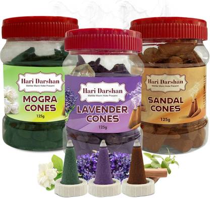 Hari Darshan Multi Fragrances Jar Cones Lavender, Jasmine, Sandal Dhoop