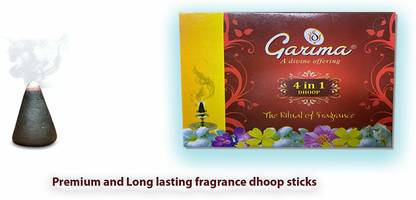 Garima Deluxe Dhoop 4 in 1 Combo | mix flavour | 100% Charcoal Free Agarbatti Floral Dhoop