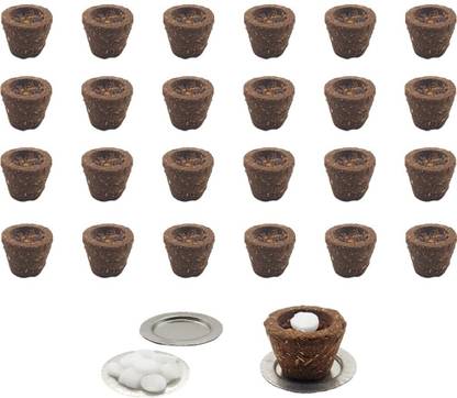 Organic Tatvam Natural Fragrance Natural & Organic Cow Dung Sambrani Cups ,24 Pieces Ingredients: Cow Dung, Pure Guggal, Jatamaasi, Loban, Chandan & Tulsi Powder, Havan Samagari, Kapoor (Camphor) Guggul Dhoop