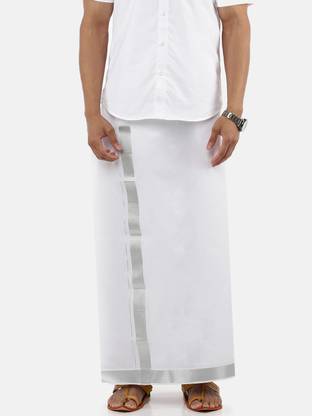 Ramraj Cotton Silver Zari Solid Men Dhoti