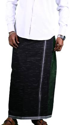 CORAL Virgin Cotton Men's Single Dhoti with border-2Mtrs Printed Men Dhoti