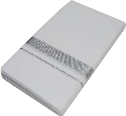 MCR Silver Zari Border Dhoti Solid Men Dhoti