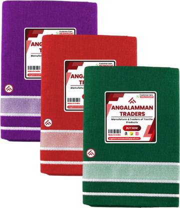 ANGALAMMAN TRADERS Kerala Style Efficient Men Dhotis, Mundus & Lungis 2 metre Solid Men Dhoti