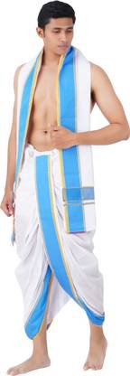 Ethazh Panchakacham Solid Men Dhoti