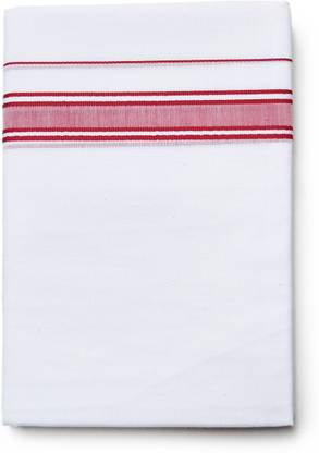 Chithra Fabrics 100% Pure Cotton Traditional 1'Inch Red Bordered (8013) 2.00'Meter Solid Men Dhoti