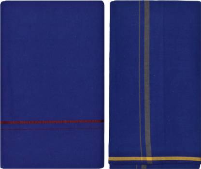 TUNI MANI Tiny Border Samy Vesti 2.0meter / Pooja wear Dhoti With Towel Solid Men Dhoti