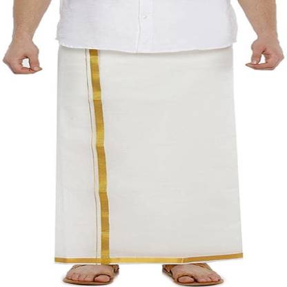 Ramajayam Gold Jari Border Solid Men Dhoti