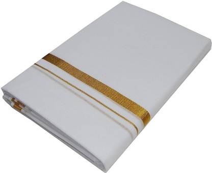 MCR Jari Cotton White Solid Men Lungi Solid Men Dhoti