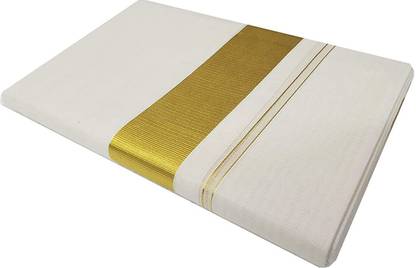 crystal bloom Mens Kassavu Kerala Mundu |Solid Men Dhoti | Kasavu Mundu |Double Mundu 4 Mts | Kerala Double Mundu Kasavu 1.5 Inch Men Dhoti