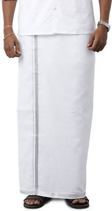 Uathayam Silver Jari Fixit Dhoti Solid Men Dhoti