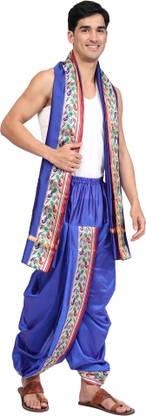 RAMESHWARAM FABRICS Men's Readymade Elastic Cotton Silk Dhoti for men, Ready wear-Dhoti Paithani Men Dhoti