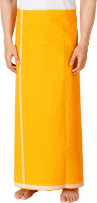 Ethazh MALABAR PLAIN (MUSTARD) Solid Men Dhoti