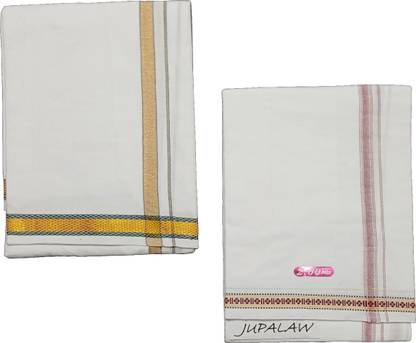 JUPALAW TRENDY & TRADITIONAL COTTON 2METERS FANCY DHOTI WITH GAMCHA Solid Men Dhoti
