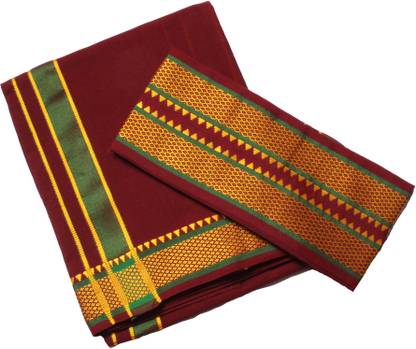 Hornbill Enterprises Single Dhoti -2 Mtrs / Mundus / Lungi with Gamcha Solid Men Dhoti
