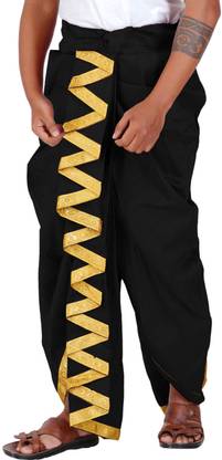 Prakasam Cotton Ready Dhoti With Zig Zag Border Self Design Men Dhoti