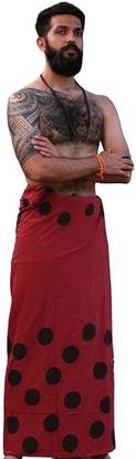 CRYSTALHEAL Prabhav Men’s Dhoti, Block Printed Border Cotton Dhoti With Bohemian Hippie Printed Men Dhoti