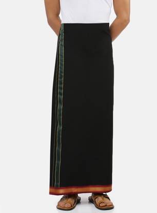 Ramraj Cotton Ramraj Devotional Brindhavan Dhoti For Men Solid Men Dhoti