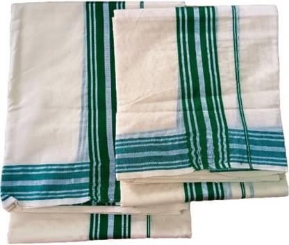 NANMAYA Kerala Kasavu Single Set Mundu Saree for Women Solid Men Dhoti