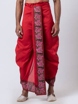 Nakshi Hand Block Print Dhoti For Men / Weadding Dhoti / Redy to wear Solid Men Dhoti