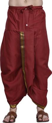 RAMESHWARAM FABRICS Readymade Dhoti for men with Silk Kurta Set, Suitable for Pooja, Festival Solid Men Dhoti