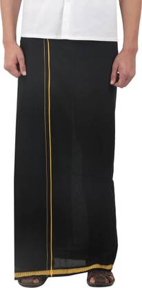 Finito FA_Dhoti_Black Solid Men Dhoti