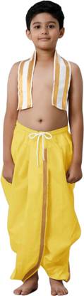 DIAMOND CLUSTER Boys Maharaja Dhoti in Cotton Self Design Boys Dhoti