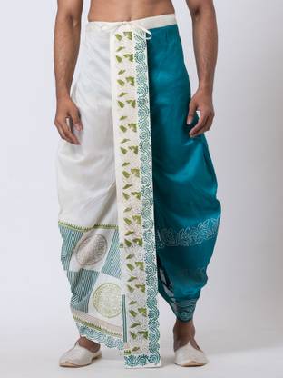 Nakshi Hand Block Print Dhoti For Men / Weadding Dhoti / Redy to wear Solid Men Dhoti