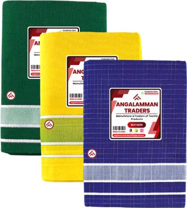 ANGALAMMAN TRADERS Kerala Style Efficient Men Dhotis, Mundus & Lungis 2 metre Solid Men Dhoti