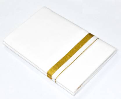 TUNI MANI FD Jari Border 100% Cotton Solid Men Dhoti