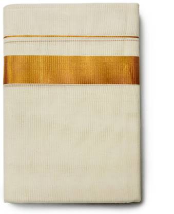 Chithra Fabrics 100% Cotton | New Kerala Kasavu Mundu | 4.00'Meter Self Design Men Dhoti