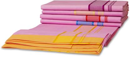ABHIKRAM 100% Cotton Dhoti/Lungi for men -Temple Wear Dhoti Multicolor Border 2.25 Meter Solid Men Dhoti