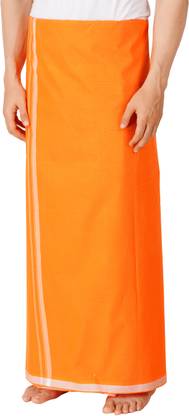 Ethazh MALABAR PLAIN (ORANGE) Solid Men Dhoti