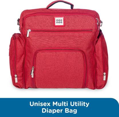 MeeMee Stylish Multi-Function Diaper Bag Backpack (Maroon) 1 Baby Diaper Bag