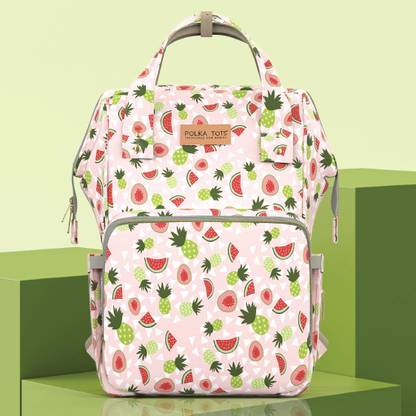 POLKA TOTS Baby Waterproof Travel Bags with 17+ Pockets for Mothers - Watermelon Design Diaper Bag